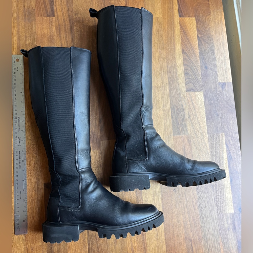 Allsaints Black Leather Maeve Boots Size 39 / 9 Excellent Used Condition